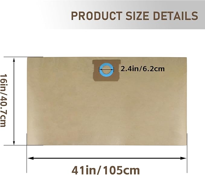 DXVA19-4101 Vacuum Bags for DEWALT Shop Vac Bags,Fit for Dewalt Wet Dry Vac Bags 6-10 Gallon,6 Pack