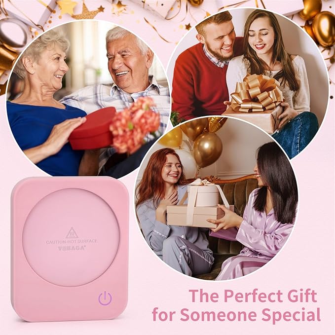 VOBAGA Coffee Mug Warmer with 4 Hours Auto Shut-Off, Coffee Warmer Plate for Office Home Desk Use with 3 Temperature Settings, Electric Cup Warmer for Cocoa,Tea, Milk, Water, for Gifts, Pink (No Cup)