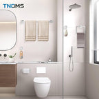 TNOMS Brushed Nickel Towel Bar Set,5-Piece Bathroom Hardware Set Includes Upgraded Double Base Paper Towel Holder Modern Square Towel Holder Set,Stainless Steel Wall Mount 23.6 Inch