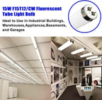 T12 15 Watt Fluorescent Bulb, 18 Inches F15T12/CW Straight Fluorescent Tube, Medium Bi-Pin Base, Cool White 4000K 800 Lumens 4 Pack
