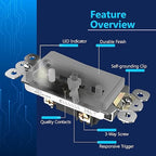 LIDER Minimalist Design Matte Finish Lighted Decorator Switch, Frameless Paddle Light Switch with Locator Light, Grounding Screw, 3-Way or Single Pole, 15A 120V, UL Listed, LS15-3W-GY, Gray