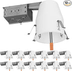 Sunco 12 Pack 4 Inch Recessed Lighting Housing Can, Remodel Air Tight Ceiling Cans, 120-277V,Hard Wired, TP24 Connector Included, Easy Install, IC Rated UL