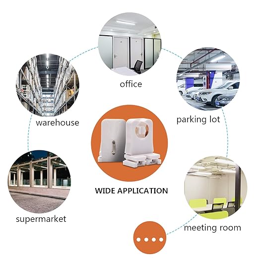 Non-shunted Turn Type T8 Lamp Holder JACKYLED 20-Pack UL Socket Tombstone for LED Fluorescent Tube Replacements Medium Bi-pin Socket for Programmed Start Ballasts