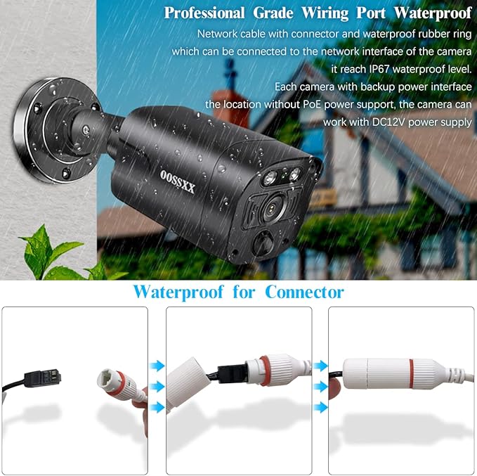 4K/8.0 Megapixel & 130° Ultra Wide-Angle 2-Way Audio PoE Outdoor Home Security Camera System Wired Outdoor Video Surveillance IP Cameras System DVR System