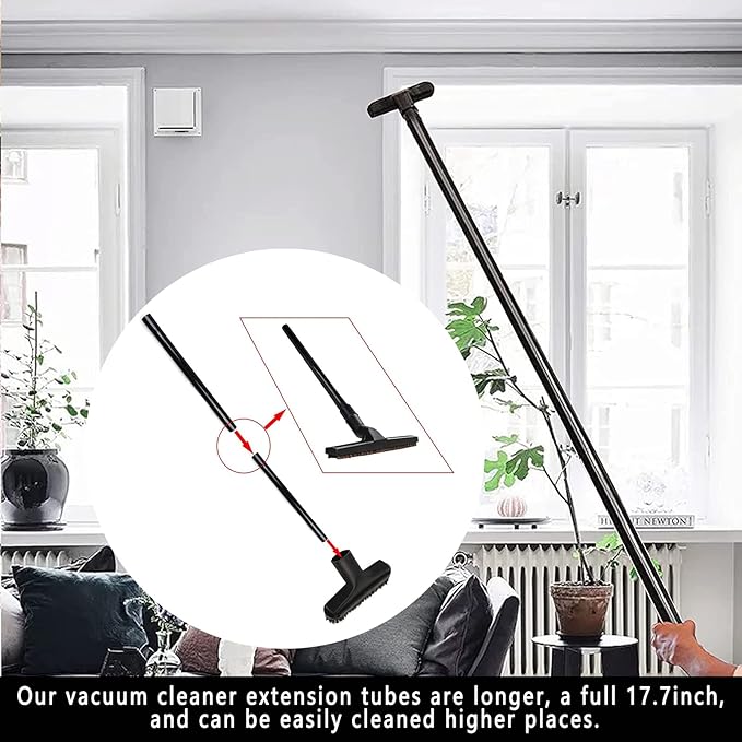 14Pcs Universal Vacuum Attachment Professional Shop Vac Accessories Wet Dry Vacuum Hose Adapter with Hair Brush Extension Wand Flexible Crevice Tool fit 2 1/2" to 1 1/4" and 1 7/8" to 1" Vacuum Hose