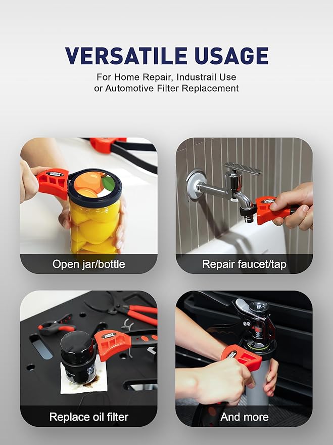 SMART JERRY - Rubber Strap Wrench Plumbing | 2-Pack Rubber Belt Wrenches for Shower Heads, Oil Filter, Pipes & Drain | Adjustable Shower Head Wrenches | Oil Filter Strap Wrench