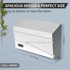 Wall Mount Mailbox, Large Capacity Mailbox for House, Visibility Galvanized Steel Rust-Proof Metal Post Box Drop, Mailboxes for Outside, 15.74"×9.84"×4.33" Solar Lanterns White