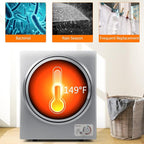 COSTWAY GT-10222US-SL-FPCY, 110V Electric Portable Clothes Stainless Steel Tub, Panel Downside Easy Control for 4 Automatic Drying Mode Compact Laundry Dryer, Silver