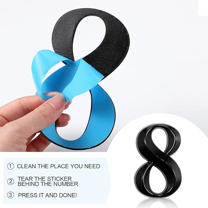 Jetec 10 Pcs House Numbers 3D Door Mailbox Numbers 0-9 Self Adhesive House Door Street Address Stickers for, Apartment, Office, Hotel Room, Mailbox Signs(5 x 3.15 Inches,Black)