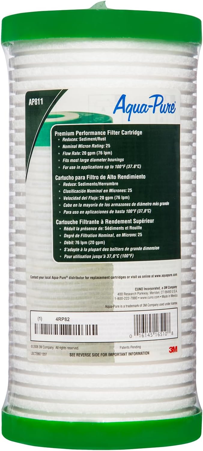 3M Aqua-Pure AP811 Whole House Replacement Water Filter Drop-in Cartridge for AP800 Series, Large Capacity, For use with AP801 Systems