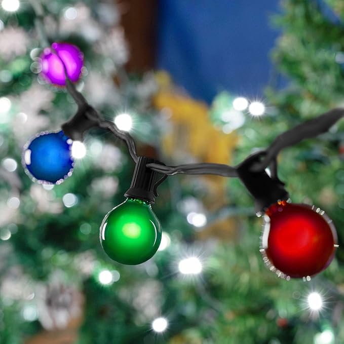 Novelty Lights Incandescent G50 Globe Replacement Bulbs - Outdoor Individual Bulbs for Events, Holiday Parties, Patios, and More - E17/C9 Intermediate Base, 7 Watt Lights (Multi, 25 Pack)