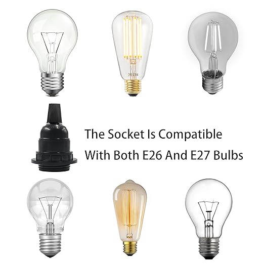 4Pcs E26 E27 Bakelite Black Medium Base Light Socket, Keyless DIY Vintage Style Edison Lamp Holder, Retro Replacement Cover Pendant Lamp Holder for Bulbs and Lampshades