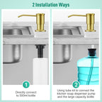 CREA Brushed Gold Kitchen Soap Dispenser Countertop Soap Dispenser for Kitchen Sink, Built in Sink Soap Dispenser for Bathroom with 39" Tube Large Capacity 17 OZ Bottle