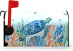 Sea Turtle Magnetic Mailbox Covers Summer Beach Mailbox Cover Standard Size 21 x 18 Inch Ocean Coral Nautical Post Letter Box Wraps Decor for Garden Outdoor