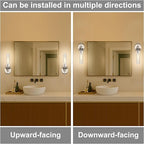 Brushed Nickel Bathroom Vanity Light, Wall Sconces Set of 2 with Knurled Texture, Chrome Silver Wall Lamps with Clear Glass Shade, Modern Industrial Bathroom Lighting Fixtures Over Mirror