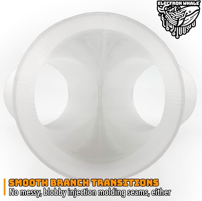 4" to 2-1/2" 2-Way Dust Collection Splitter Junction Fitting, Multi Port Fits Standard Hoses and Shop Vac Accessories, Dust Medusa, White Translucent