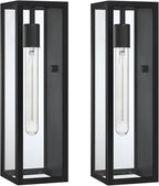 16'' Large Outdoor Wall Lights Exterior 2Pack, Waterproof Matte Black Exterior Lighting Fixtures Wall Mount, Front Porch Lights Outdoor Wall Sconces Exterior Coach Lights for Garage