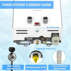 Tankless Water Heater, VANSTON Propane Water Heater Outdoor, 2.11GPM Portable Water Heaters, Instant Hot Water Heaters, Overheat Protection, Easy Installation, Lightweight with Handle for RV, Camping