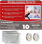 Indoor Window Insulation Kit, Clear Window Film for Heat and Cold (10 Windows(62x420))