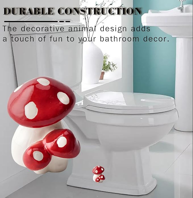 Toilet Bolt Caps, Mushroom Bathroom Decor Toilet Bolt Covers, Fun and Cute Bathroom Decor for Easy Toilet Installation - Decorative Covers for Toilet Bolts (Red Mushroom 2pcs)