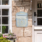 Mailbox Wall Mount Mailboxes for Outside Vintage Mail Boxes for House Outside Metal Drop Box Antique Style Nostalgic Charm Home Decorative, Bird Pattern, Blue