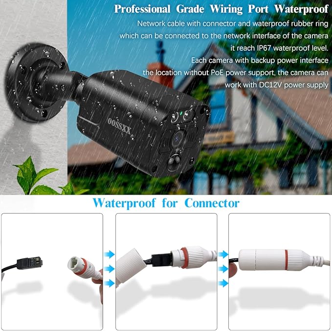 4K/8.0 Megapixel & 130° Ultra Wide-Angle 2-Way Audio PoE Outdoor Home Security Camera System Wired Outdoor Video Surveillance IP Cameras System