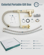 Kitchen Faucet, Commercial Kitchen Sink Faucets with Pull Down Sprayer, Stainless Steel Faucets for Kitchen Sinks, Dual Function Spray Head, Single Handle Spring Kitchen Faucets -Gold