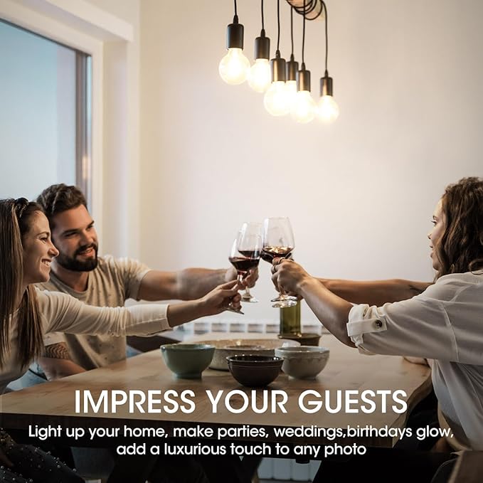 LED Edison Light Bulbs, 60W Equivalent Incandescent Edison Bulbs, Efficient 6W ST58, E26 Medium Base, Dimmable, 750 Lumens, 4000K, Cool White, 90+ CRI, Clear - 24 Count (Pack of 1)