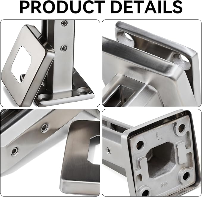 T316 Stainless Steel Glass Railing Clamp,Heavy Duty Glass Railing Spigot,Railing Post Clamp (1, Brush)