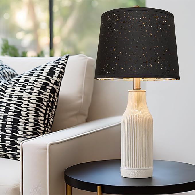 Lamp Shades Set of 2 - Drum Lampshades 11.4" x 12.9" x 9.8" Inches, Fabric Medium Replacement Lampshades for Table Lamp, Floor Lamp, Assembly Required, Spider,Linen