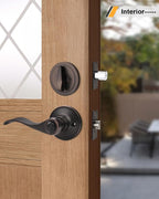 Gobrico Entry Door Handle and Single Cylinder Deadbolt Combo Locksets in Oil Rubbed Bronze, 5 Pack Keyed Alike Door Lever with Wave Style for Exterior/Front Doors