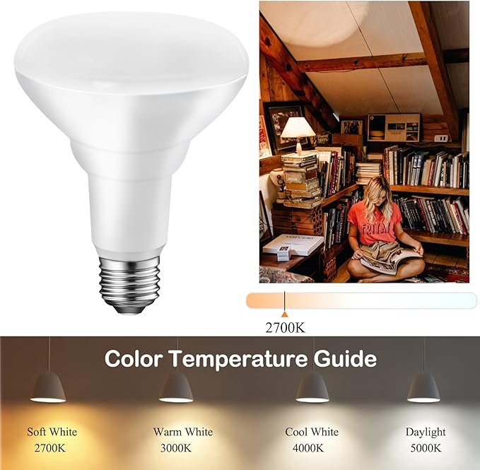 Energetic BR30 LED Recessed Light Bulb, 11W=75W, 2700K Soft White, 900LM, Dimmable Ceiling Flood Light Bulb for Cans, CRI85+, 6-Pack