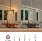 Brushed Nickel Chandelier, 6-Light Geometric Dining Room Light Fixture Over Table Metal Modern Chandelier Lighting for Kitchen Island Entryway, 20 Inch Pendant Lighting Hanging Ceiling Lamp