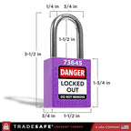 TRADESAFE Lockout Tagout Locks Set - 10 Purple Loto Locks, Lockout Locks Keyed Different, 2 Keys Per Lock, OSHA Compliant Lock Out Tag Out Padlocks, Safety Padlocks for Electrical Lockout Tag Out Kits