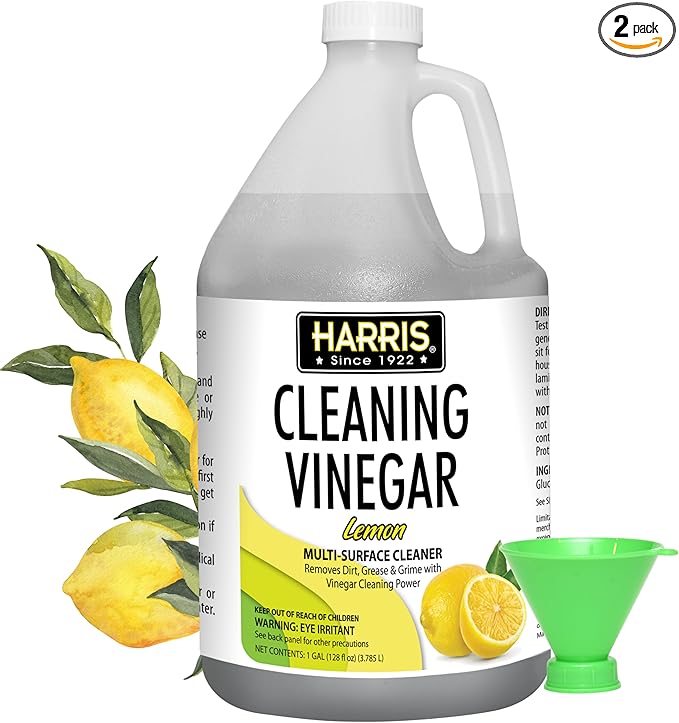 HARRIS Cleaning Vinegar All Purpose Household Multi-Surface Cleaner, 128oz (Lemon) with Easy Pour Funnel Included