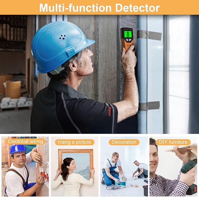 Stud Finder Wall Scanner - 5 in 1 Stud Finder Tool w/Microprocessor Chip and HD LCD Display, Stud Detector Beam Finders for the Center and Edge of Wood AC Wire Metal Studs Joist Pipe (Lox)
