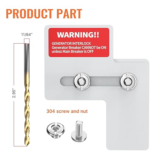 Generator Interlock Kit Main Breaker Interlock Kit Fit for Siemens 100 Amp and Murray 100 Amp Panel, 1 1/4" Space Between Main and Generator Breaker
