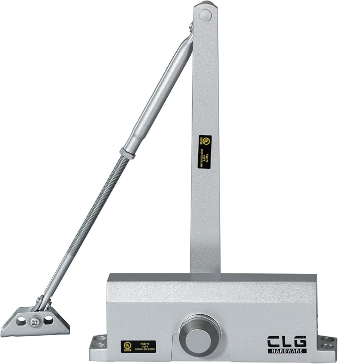 CLG HARDWARE DC6003 Medium Duty Commercial Door Closer - Surface Mounted, Automatic Door Closer, Cast Aluminum - UL 3 Hour Fire Rated, Size 3 for Residential & Light Commercial Doors - US26D Aluminum