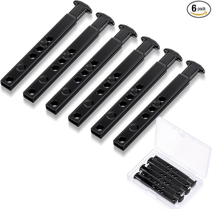 Zonon 6 Pcs 4 Hole Die Cast T Shaped Pivot Bar 3 Inches Mental Window Pivot Bar Sturdy Window Replacement Parts for Home Replacement (Black)