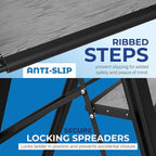 Step Ladder 3 Step Folding, Decorative - Beautiful Gray Wood & Black Aluminum, Ultra Slim Profile, Anti Slip Steps, Sturdy-Portable for Home, Office, Kitchen, Photography Use,by SORFEY