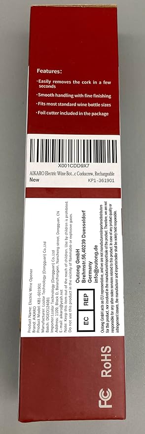 AIKARO - Electric Wine Bottle Opener Automatic Electronic Corkscrew, Rechargeable