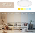 Builder Essential 7in 1,000 Lumens Round LED Recessed Light and Housing for Remodel or New Construction with 5-CCT 2700-3000-3500-4000-5000K in White IC-Rated