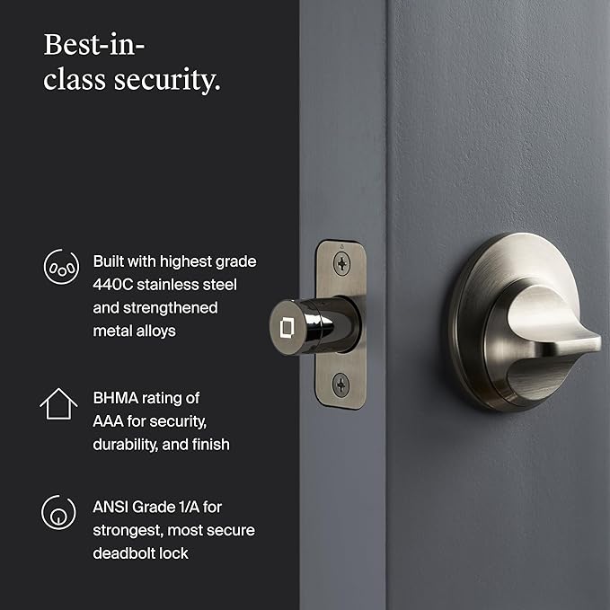 Level Smart Lock+ WiFi Deadbolt - World's Smallest Smart Lock - Apple Home Key & Voice Control - Matte Black
