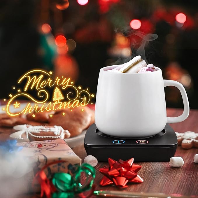 VOBAGA Coffee Mug Warmer&Cup Warmer for Office Desk Use Gift, Electric Beverage Warmer with Three Temperature Settings, Coffee Warmer for Cocoa Tea Milk with Auto Shut Off(NO Cup) (X-MAS Package)