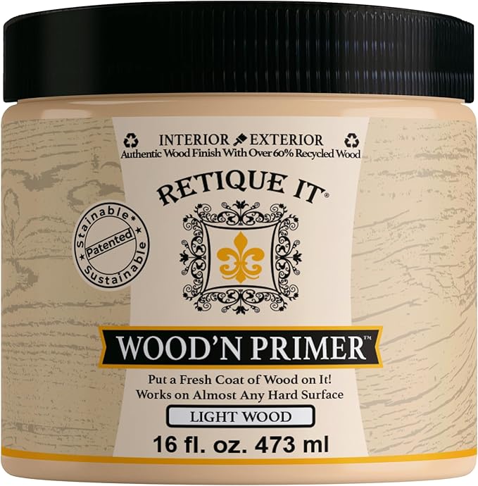 Retique It Wood'n Primer - Paint it then stain it - Stainable Wood Fiber Paint (Light Wood, Medium)