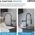 AIMADI Oil Rubbed Bronze Kitchen Faucet with Pull Down Sprayer,Commercial Single Handle Single Hole Stainless Steel Kitchen Sink Faucet for Farmhouse Camper Laundry Rv Bar
