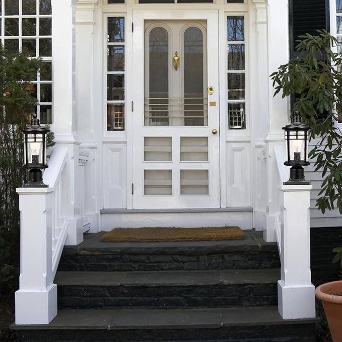 Darkaway Outdoor Post Lights Lamp Posts Outdoor Lighting, Waterproof Aluminum Post Lights Outdoor Light Fixtures with Glass, Light Posts for Outside Patio Yard (2 Pack, Black)