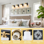 1 Light Modern Bathroom Light Fixtures Over Mirror, Black Gold Vanity Lights for Bathroom Wall Sconces with Milky White Glass Shades, E26 Socket (Bulbs Not Included)