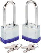 SEPOX® 2PCS Heavy Duty Padlock Keyed Alike, 40MM 1-9/16" Laminated Steel Lock Body, 2-3/8" Extra Long Shackle, Ideal for Gym Locker, Sheds, Gate, Warehouse, Tool Box, Hasp (4 Keys Same)