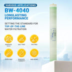 Max Water Brackish Water RO Membrane Element-BW-4040 2400 GPD, Commercial Reverse Osmosis size 4" x 40" good for Industrial, Municipal, Waste Water Re-Use, Car Wash, Whole House etc. (Pack of 4)